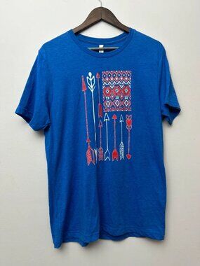 Bella Canvas Blue Tshirt Red White Arrow Pattern Large